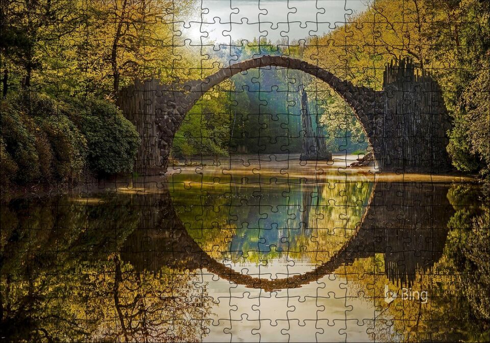 Rakotz Köprüsü Görseli Puzzle Yapboz MDF Ahşap 255 Parça 34 cm X 49 cm