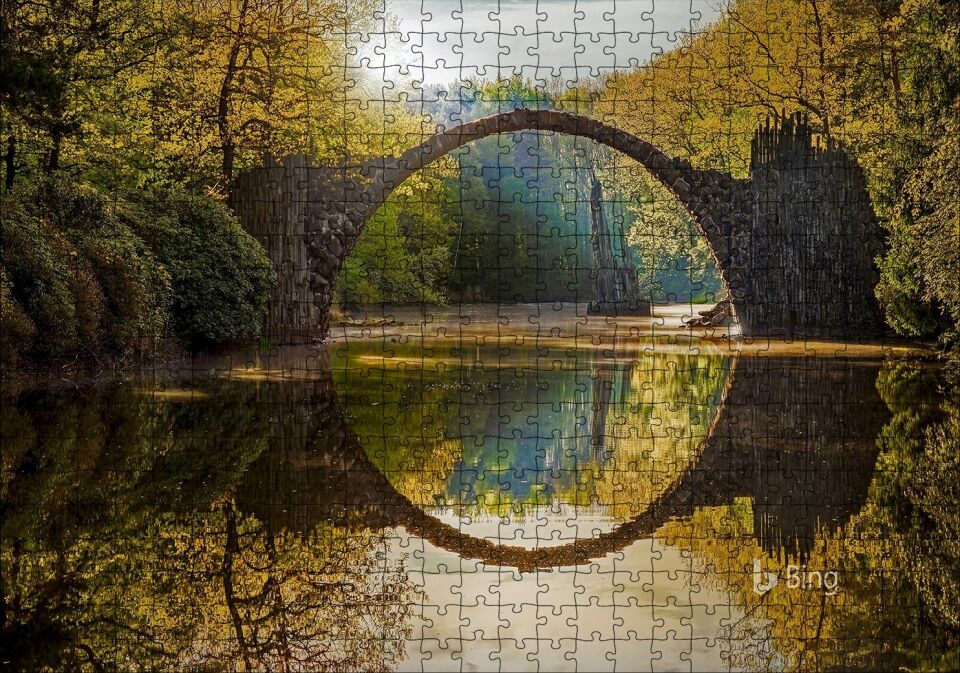 Rakotz Köprüsü Görseli Puzzle Yapboz MDF Ahşap 500 Parça 49 cm X 68 cm