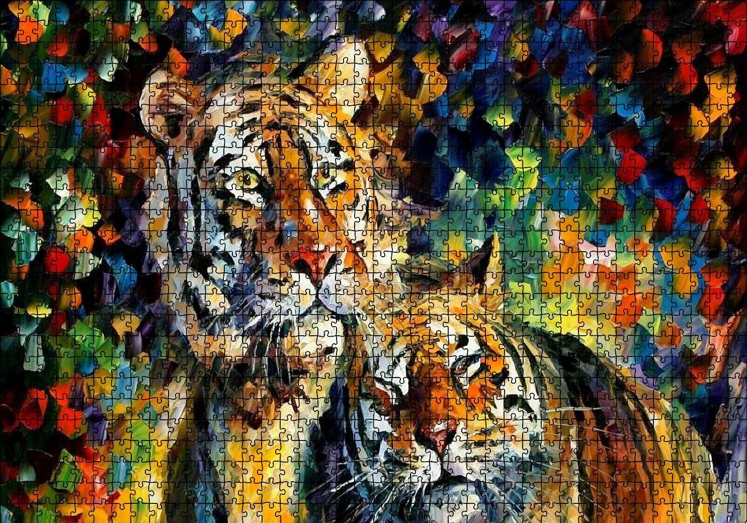 Kaplan Çift Yağlıboya Puzzle Yapboz MDF Ahşap 1000 Parça 49 cm X 68 cm