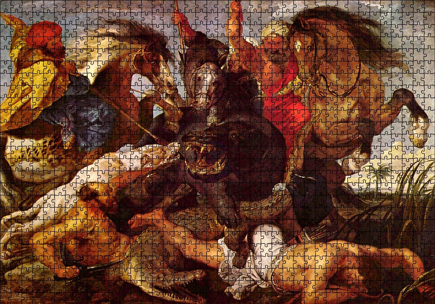 Suaygırı ve Timsah Avı Peter Paul Rubbens Puzzle Yapboz MDF Ahşap 1000 Parça 49 cm X 68 cm