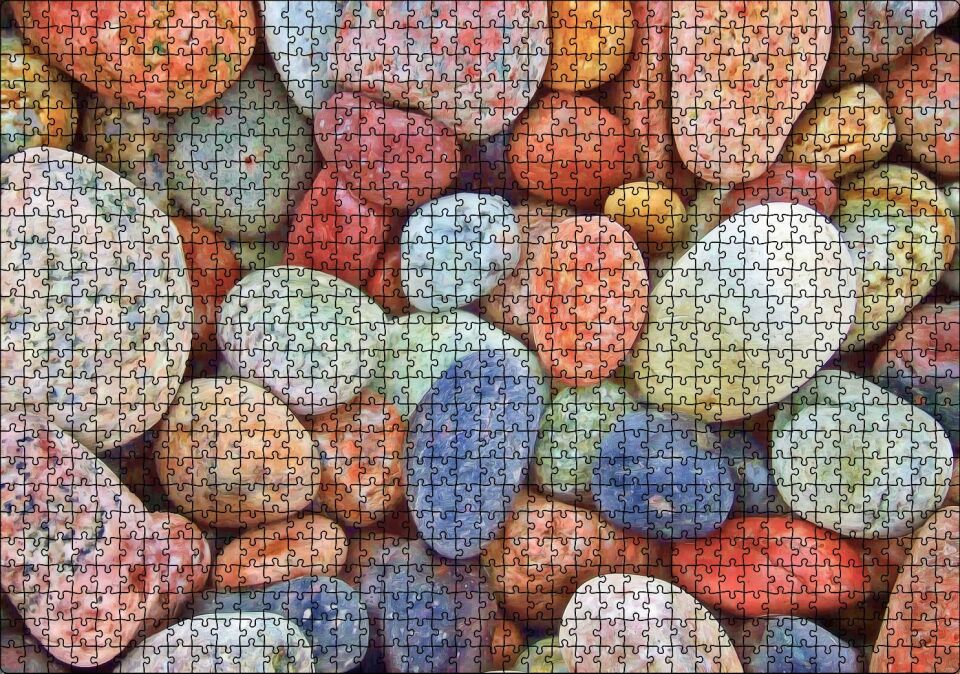 Rengarenk Deniz Taşları Puzzle Yapboz MDF Ahşap 1000 Parça 49 cm X 68 cm