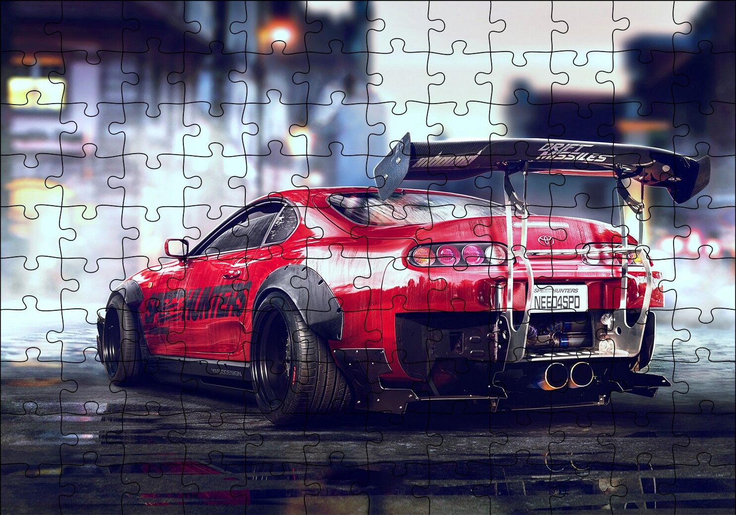 Kırmızı Toyota Supra Puzzle Yapboz MDF Ahşap 120 Parça 24 cm X 34 cm