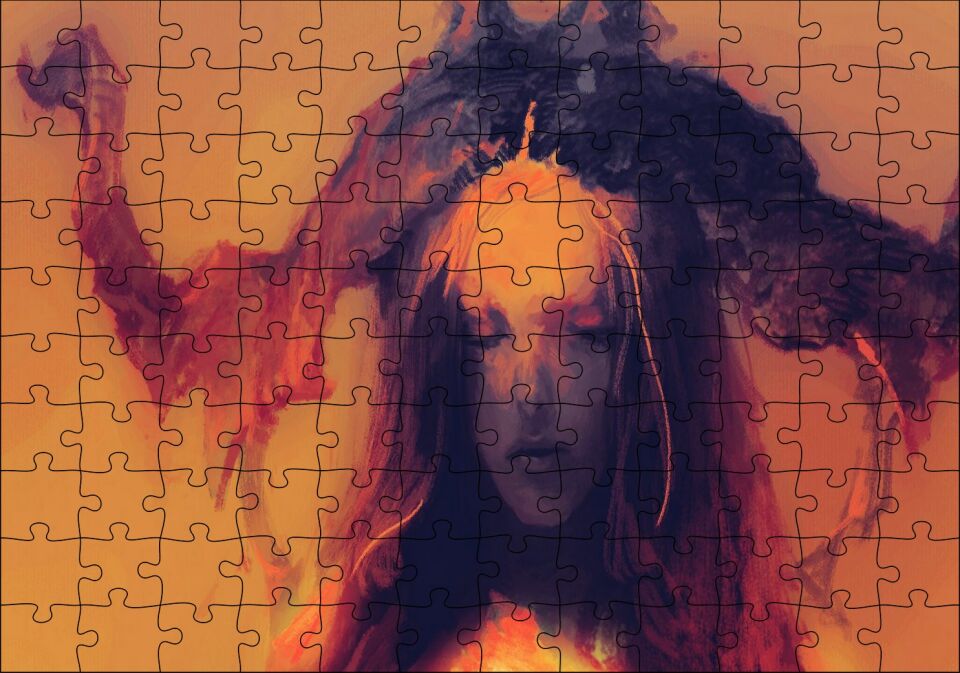 Ürpertici Karanlık Minimalizm Görseli Puzzle Yapboz MDF Ahşap