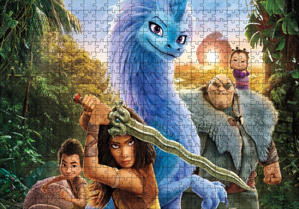 Raya ve Son Ejderha Savunmada Görseli Puzzle Yapboz MDF Ahşap 500 Parça 49 cm X 68 cm
