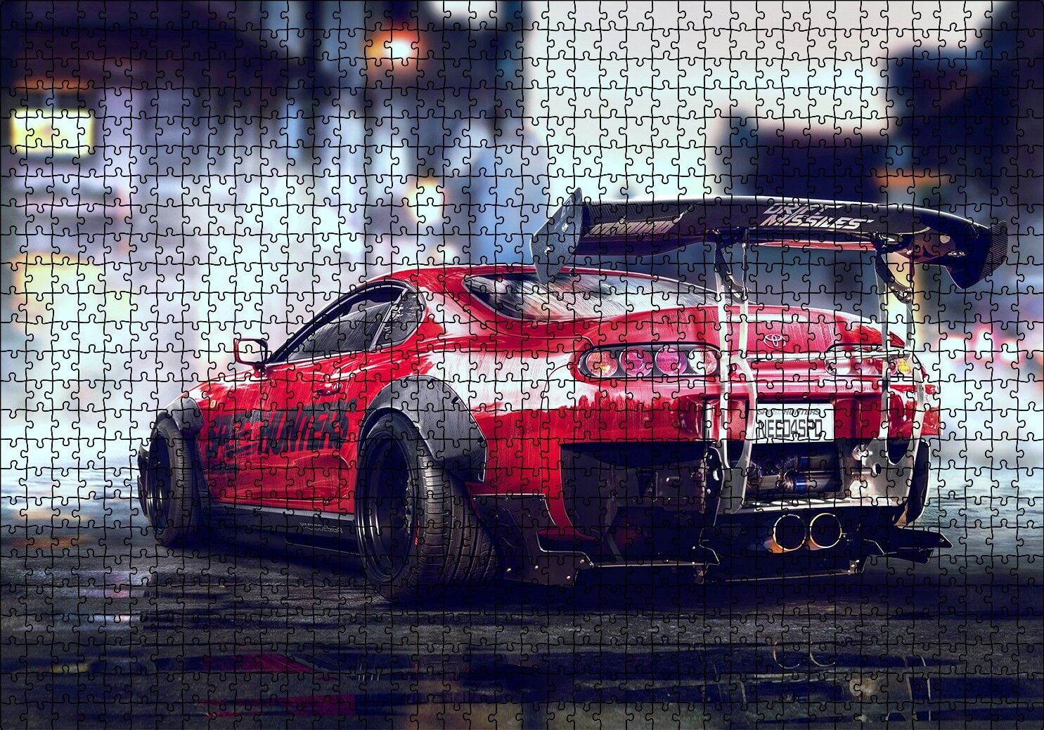 Kırmızı Toyota Supra Puzzle Yapboz MDF Ahşap 1000 Parça 49 cm X 68 cm