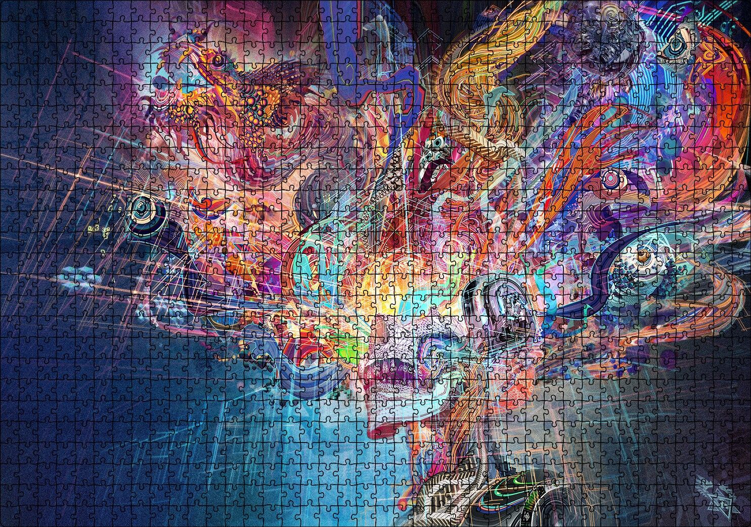 Dijital Soyut Hayal Gördüren Resim Puzzle Yapboz MDF Ahşap 1000 Parça 49 cm X 68 cm