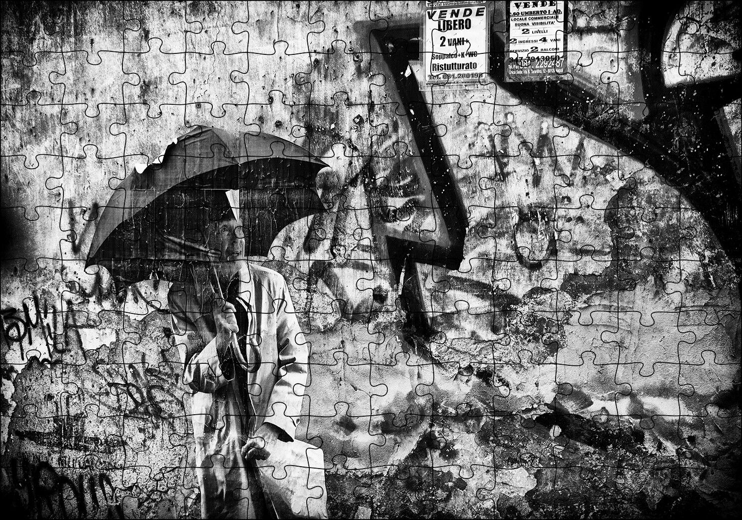 Şemsiyeli Adam Duvar Boyama Puzzle Yapboz MDF Ahşap