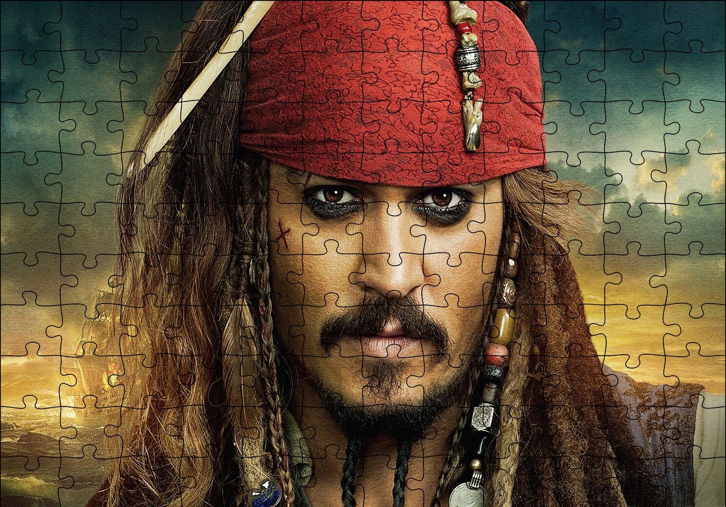 Karayip Korsanları Jack Sparrow Görsel Puzzle Yapboz MDF Ahşap