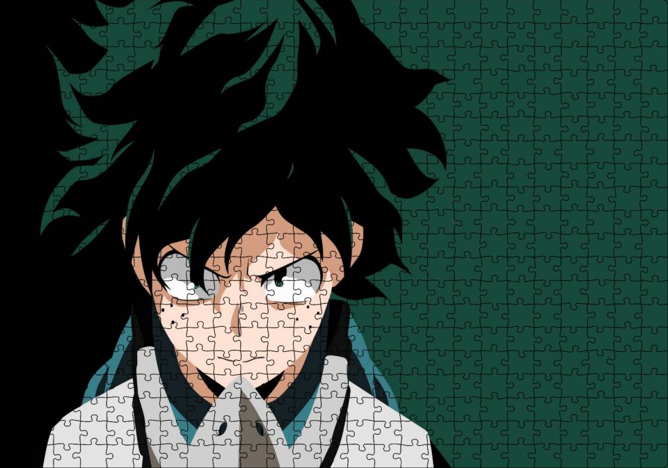Erkek Anime Karakteri My Hero Academia, Boku no Hero Academia Görseli Puzzle Yapboz MDF Ahşap 500 Parça 49 cm X 68 cm