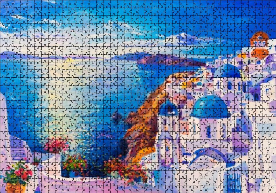Akdeniz Sahilinde Şehir Görseli Puzzle Yapboz MDF Ahşap 1000 Parça 49 cm X 68 cm