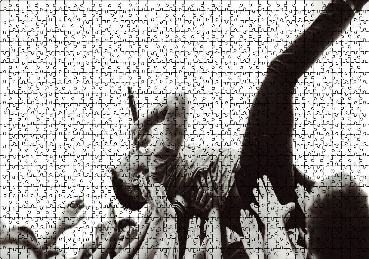 Rock Solisti Eller Üzerinde Siyah Beyaz Puzzle Yapboz MDF Ahşap 1000 Parça 49 cm X 68 cm