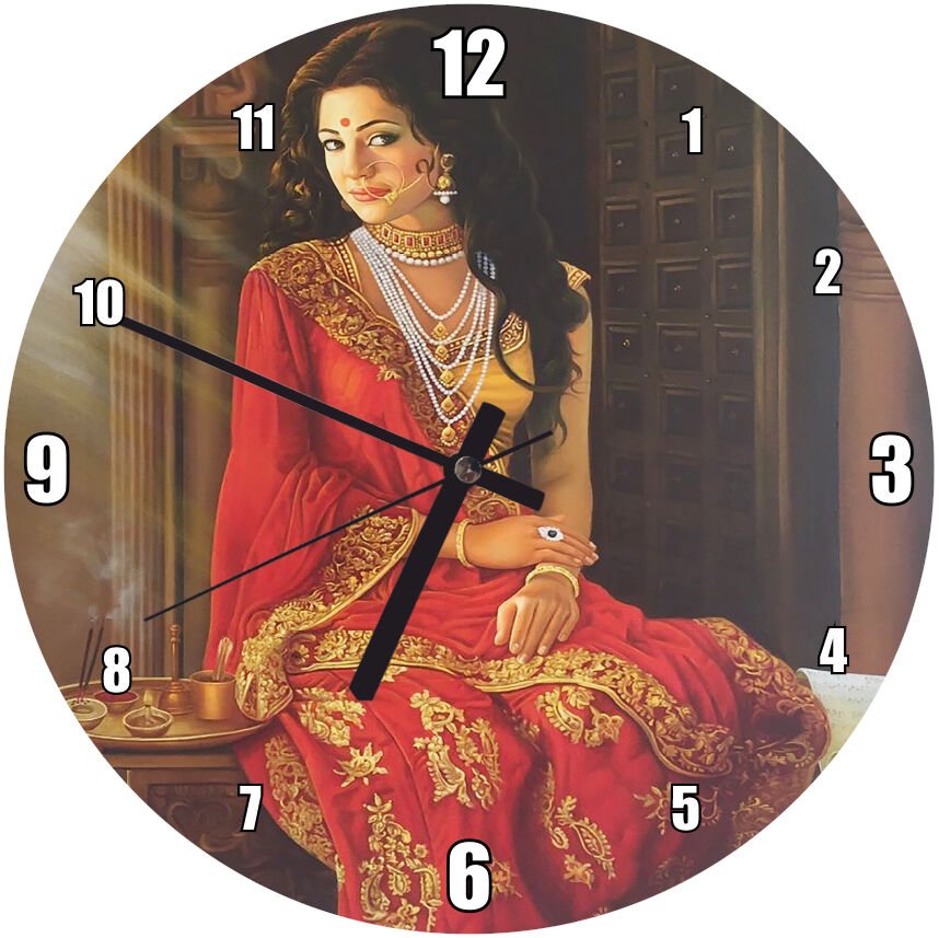 Eski Ünlü Hint  Kadın  Görseli Mdf Ahşap Duvar Saati