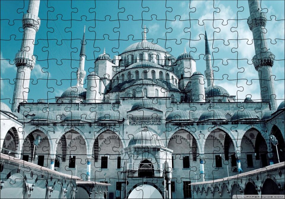 İstanbul Beyazıt Camii Avludan Görünüm Puzzle Yapboz MDF Ahşap 120 Parça 24 cm X 34 cm
