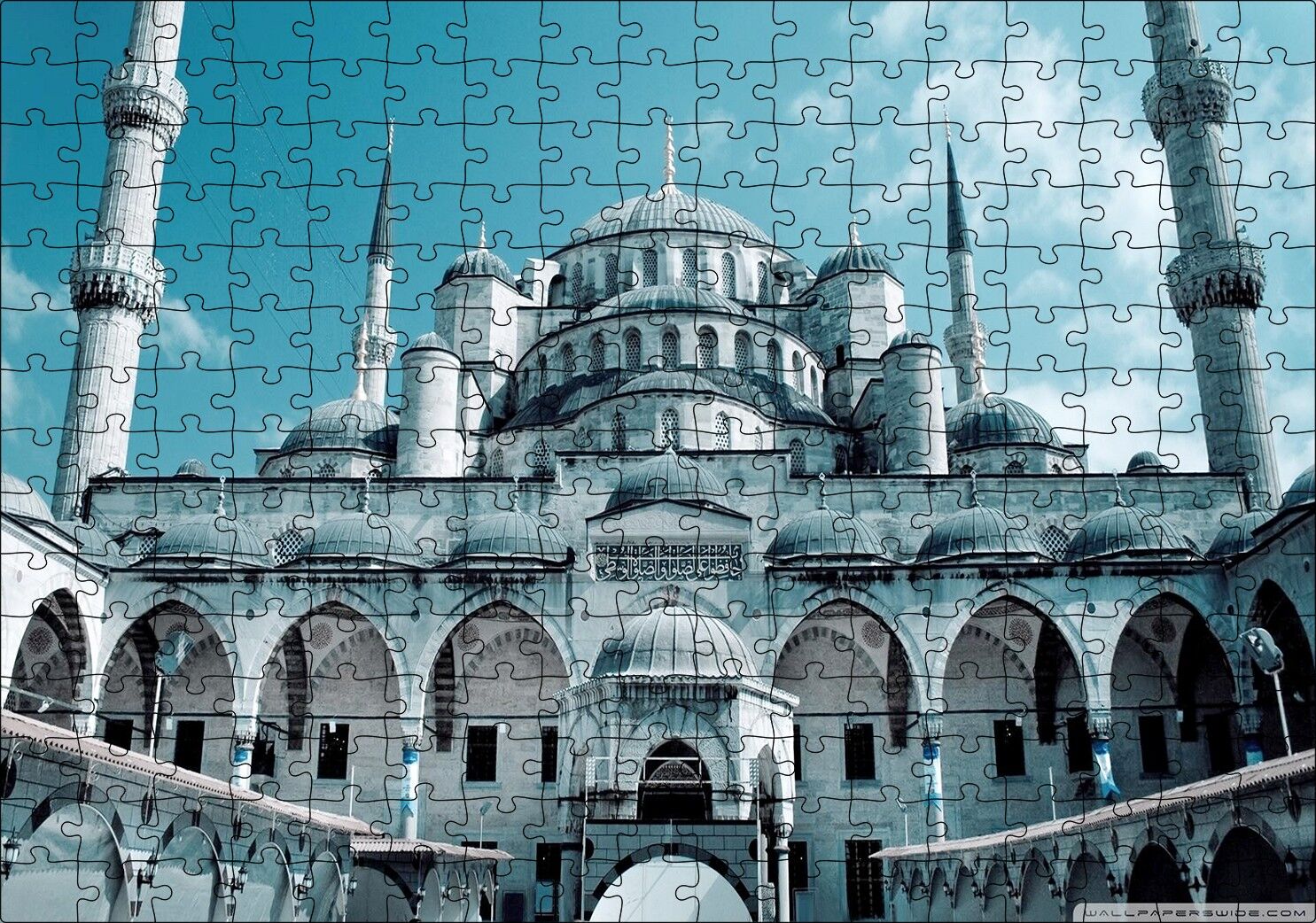 İstanbul Beyazıt Camii Avludan Görünüm Puzzle Yapboz MDF Ahşap 255 Parça 34 cm X 49 cm