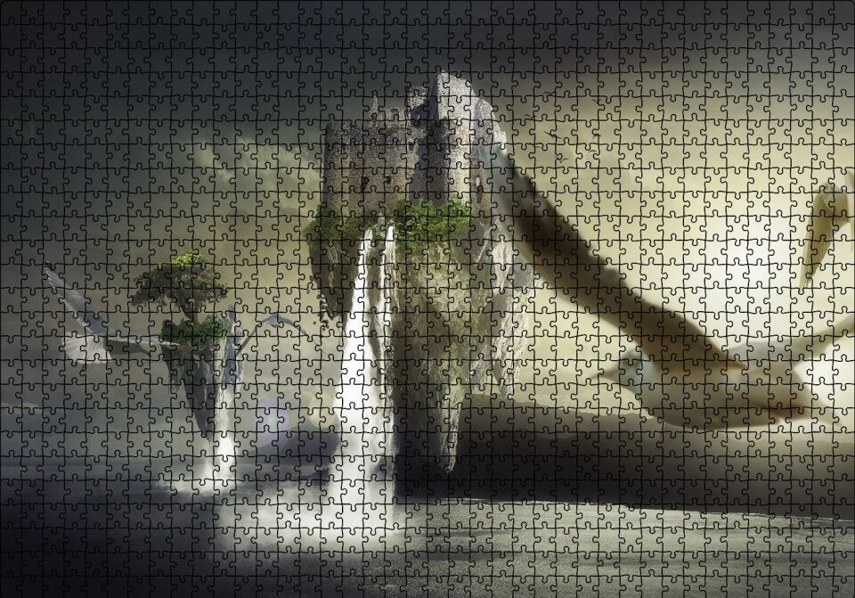 Yüzen Kale Su Doğa Kuşlar Martı Deniz Puzzle Yapboz MDF Ahşap 1000 Parça 49 cm X 68 cm