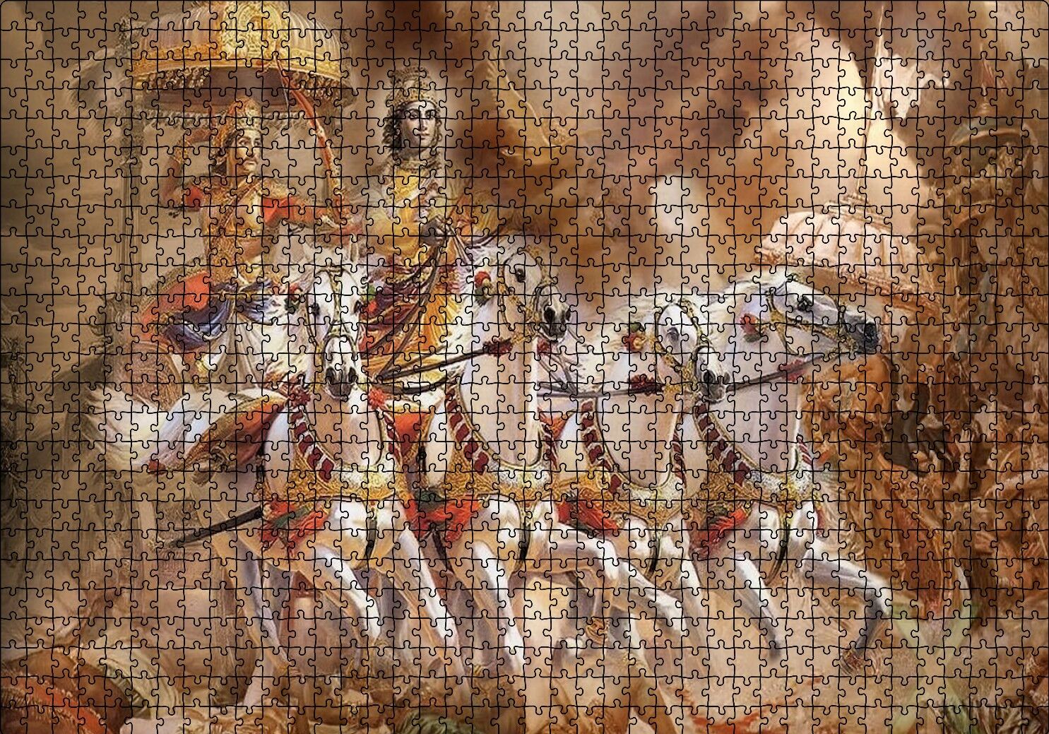 Lord Krishna Savaş Sahnesi Puzzle Yapboz MDF Ahşap 1000 Parça 49 cm X 68 cm