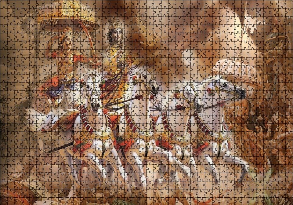 Lord Krishna Savaş Sahnesi Puzzle Yapboz MDF Ahşap 1000 Parça 49 cm X 68 cm