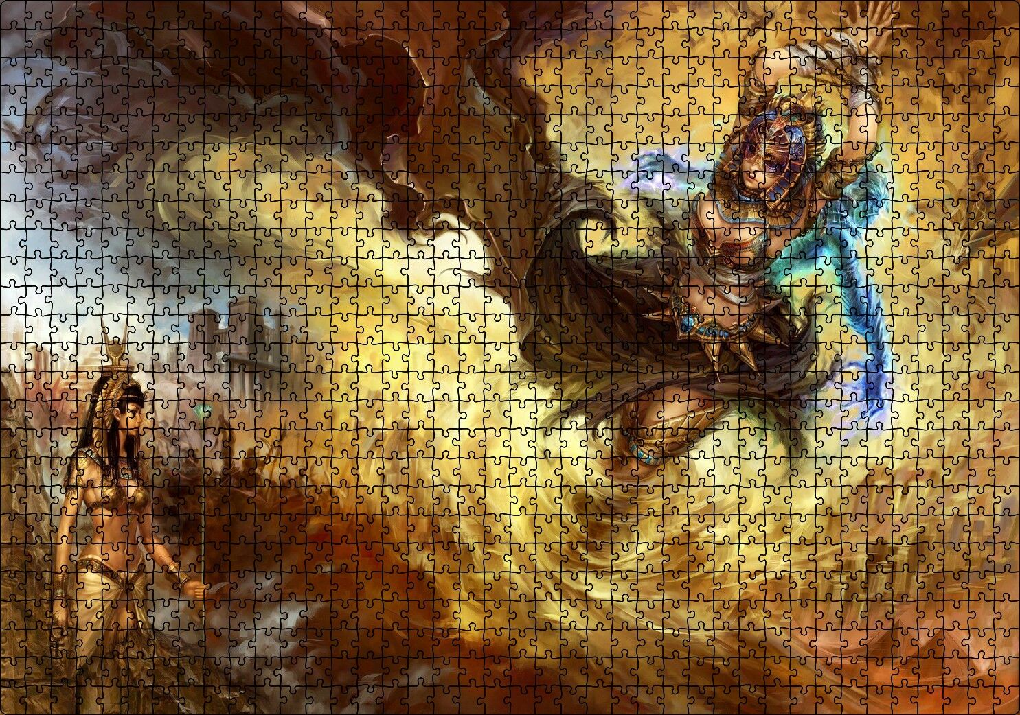 Afrikalı Tanrıça ve Kadın Savaşçı Puzzle Yapboz MDF Ahşap 1000 Parça 49 cm X 68 cm