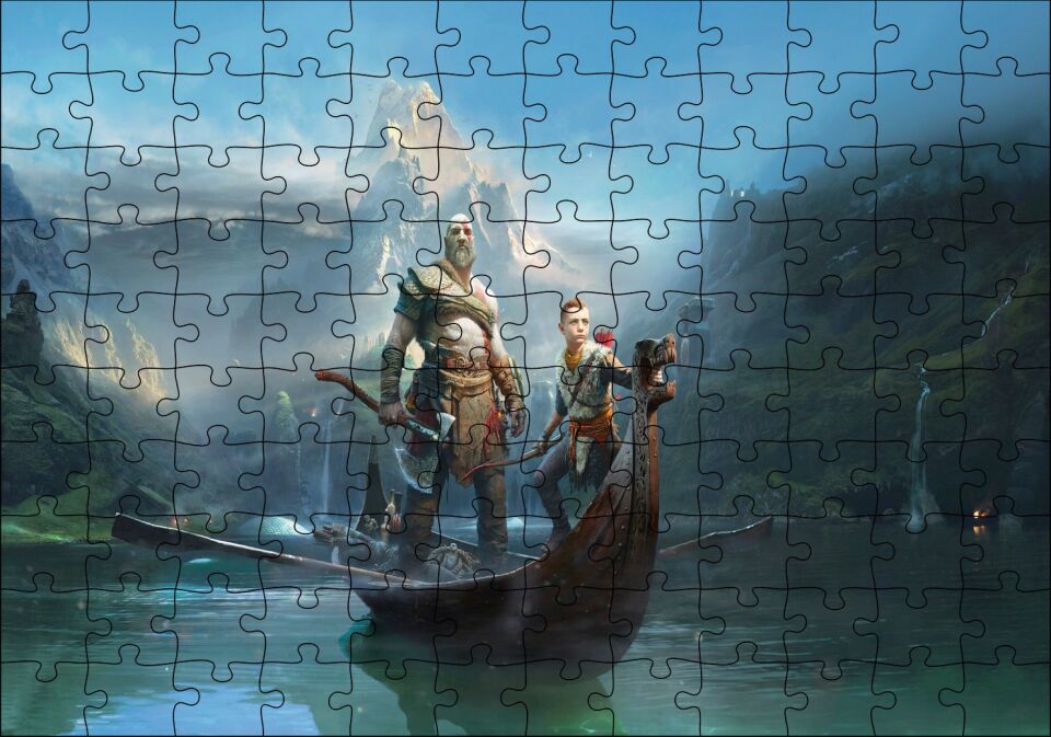 Savaş Tanrısı Görseli Puzzle Yapboz MDF Ahşap 120 Parça 24 cm X 34 cm
