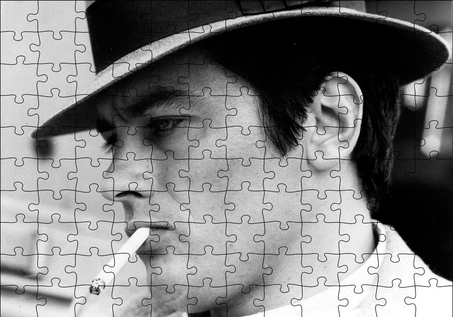 Alain Delon Şapkalı Puzzle Yapboz MDF Ahşap