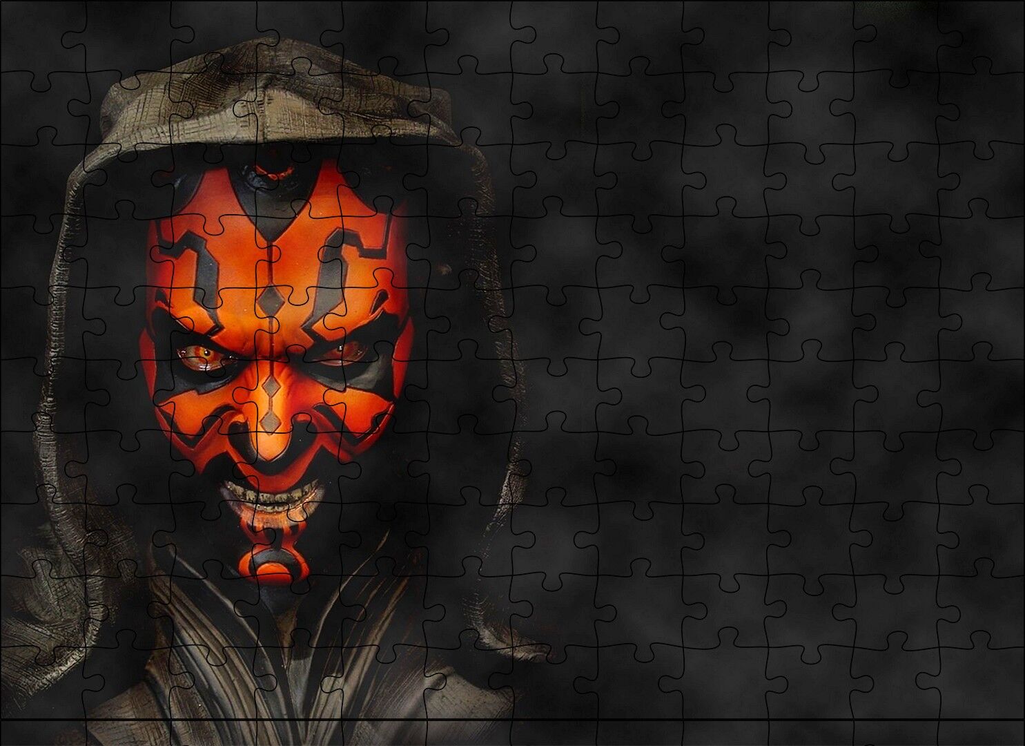 Yıldız Savaşları Maskeli Karakter Karanlık Arka Plan Puzzle Yapboz MDF Ahşap