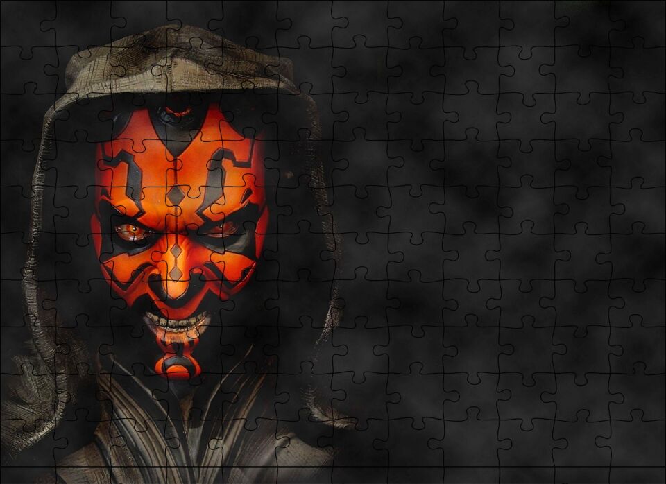 Yıldız Savaşları Maskeli Karakter Karanlık Arka Plan Puzzle Yapboz MDF Ahşap