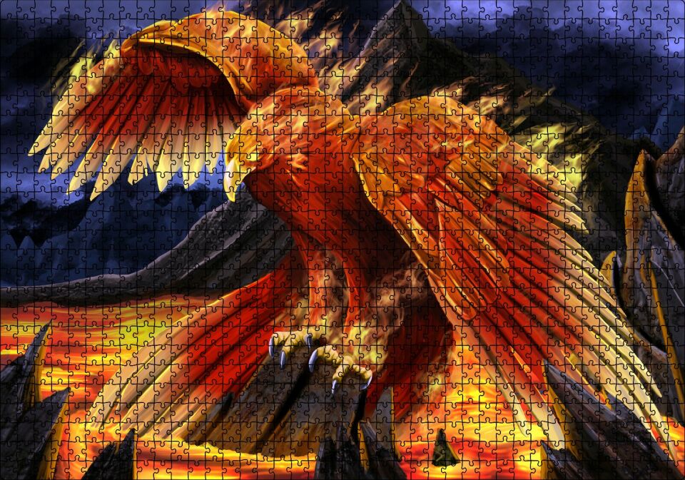 Fantezi Hayvanlar Anka Kuşu Sanatsal Görsel Puzzle Yapboz MDF Ahşap 1000 Parça 49 cm X 68 cm