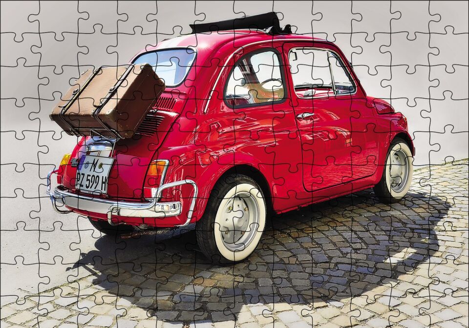 Fİat Bis Yolda Puzzle Yapboz MDF Ahşap 120 Parça 24 cm X 34 cm