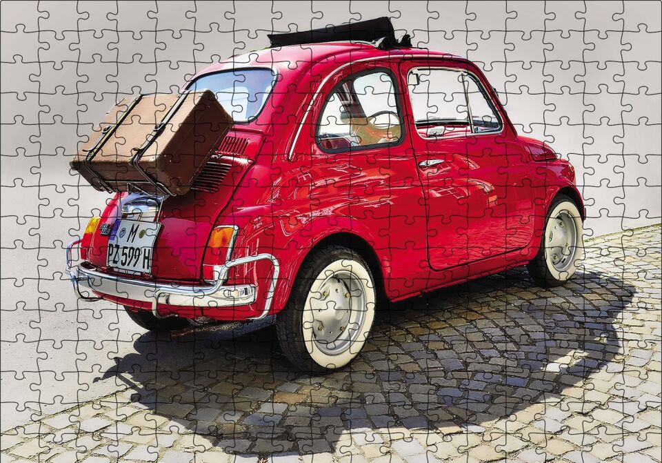 Fİat Bis Yolda Puzzle Yapboz MDF Ahşap 255 Parça 34 cm X 49 cm