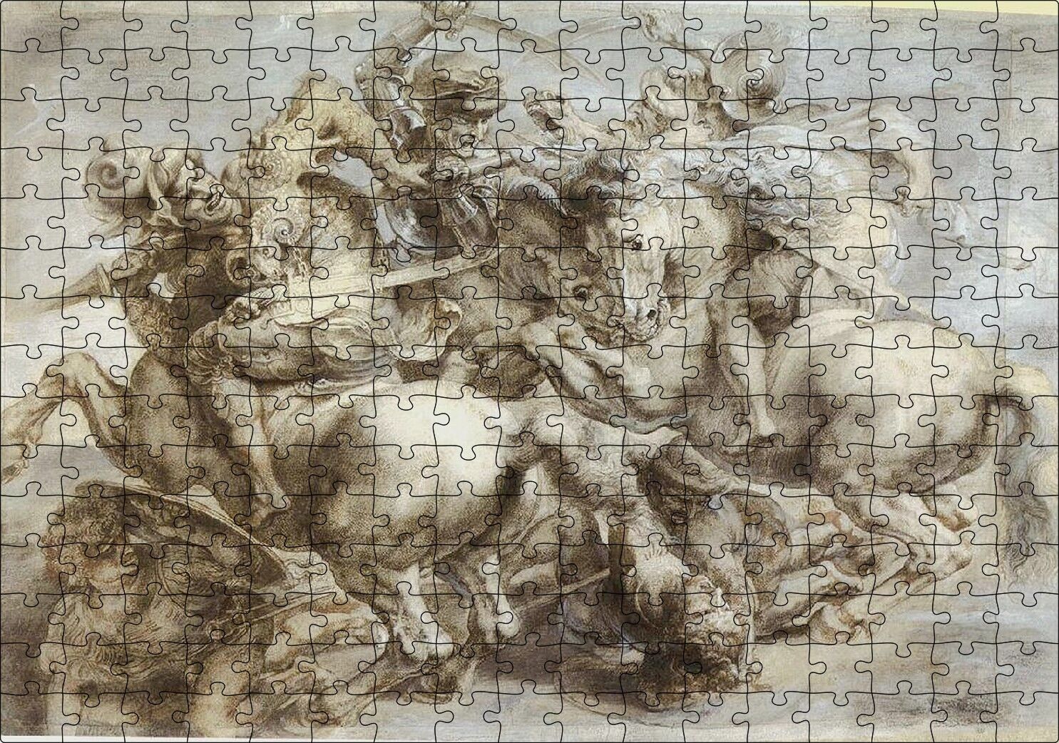 Leonardo Da Vinci Savaş Sahnesi Puzzle Yapboz MDF Ahşap 255 Parça 34 cm X 49 cm