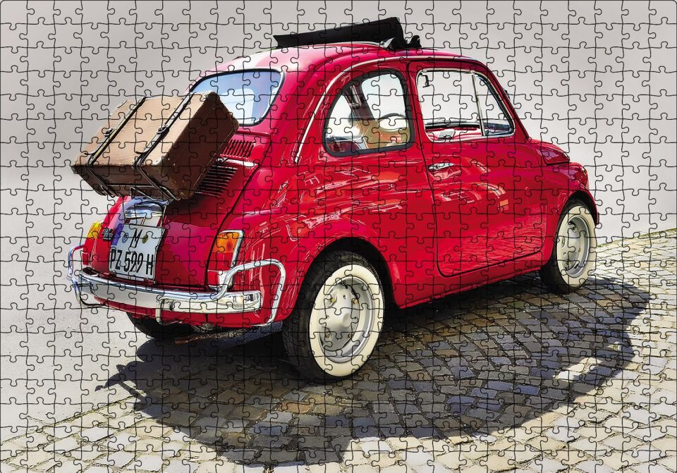 Fİat Bis Yolda Puzzle Yapboz MDF Ahşap 500 Parça 49 cm X 68 cm