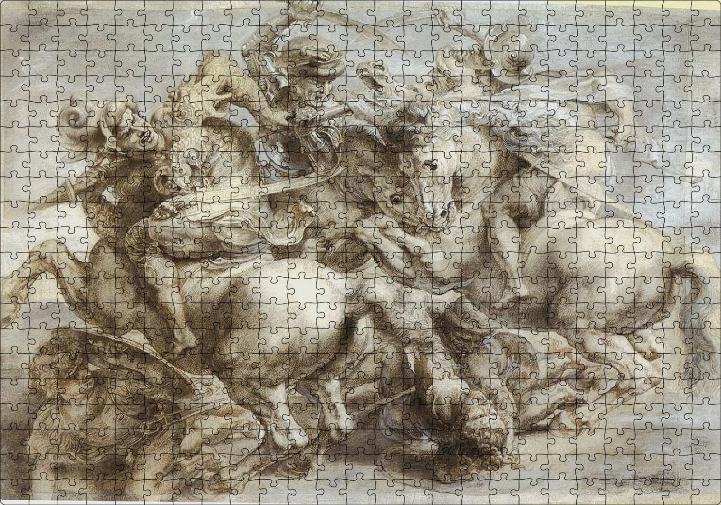 Leonardo Da Vinci Savaş Sahnesi Puzzle Yapboz MDF Ahşap 500 Parça 49 cm X 68 cm