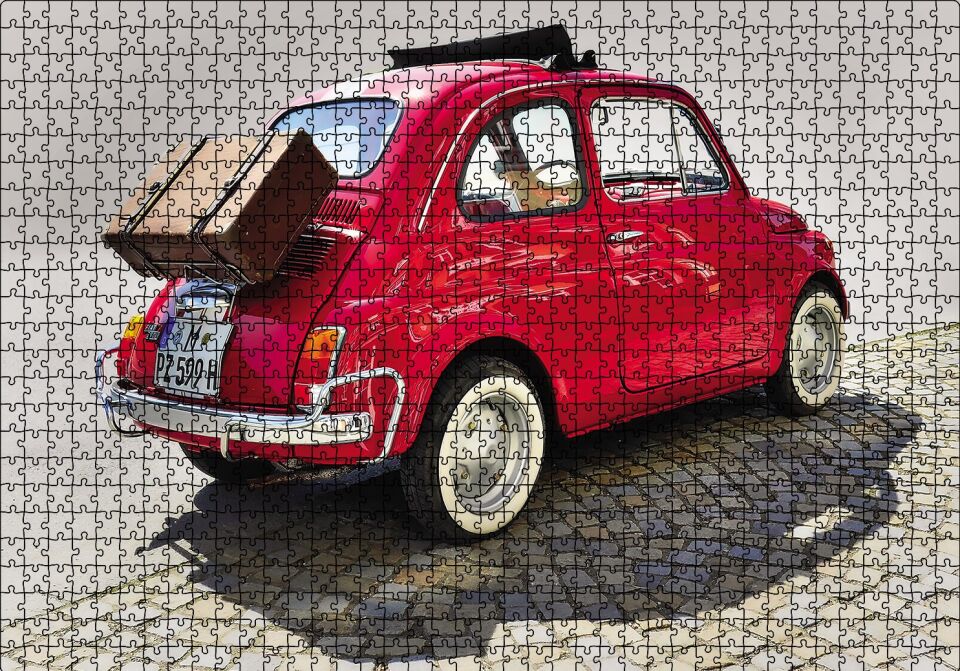 Fİat Bis Yolda Puzzle Yapboz MDF Ahşap 1000 Parça 49 cm X 68 cm