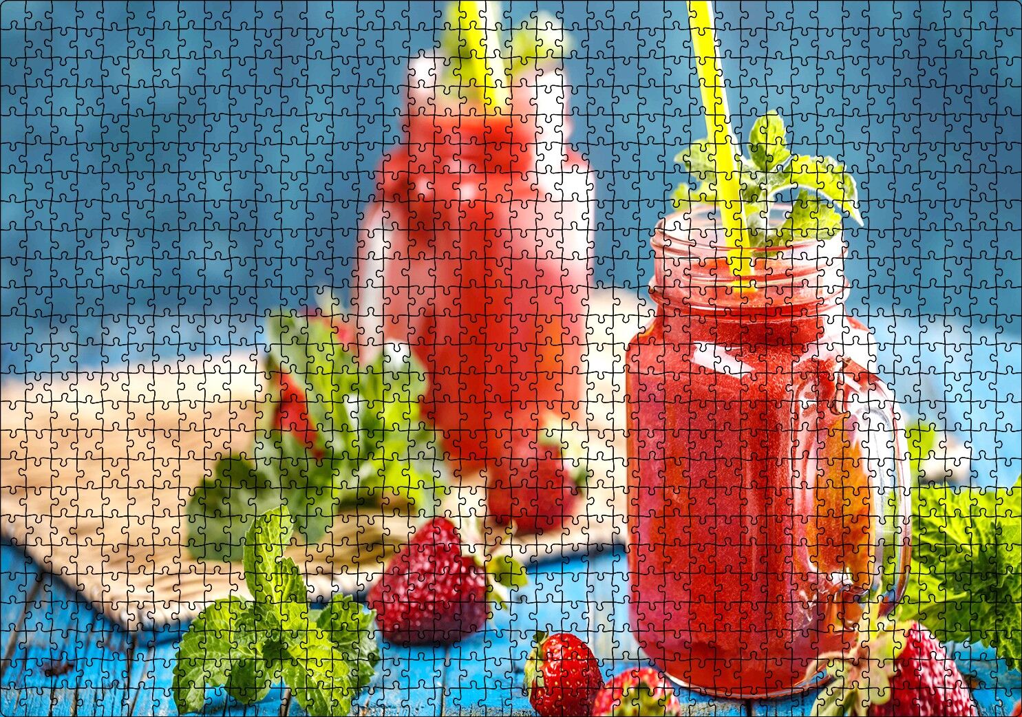 Dut Meyveli Smoothie Görseli Puzzle Yapboz MDF Ahşap 1000 Parça 49 cm X 68 cm