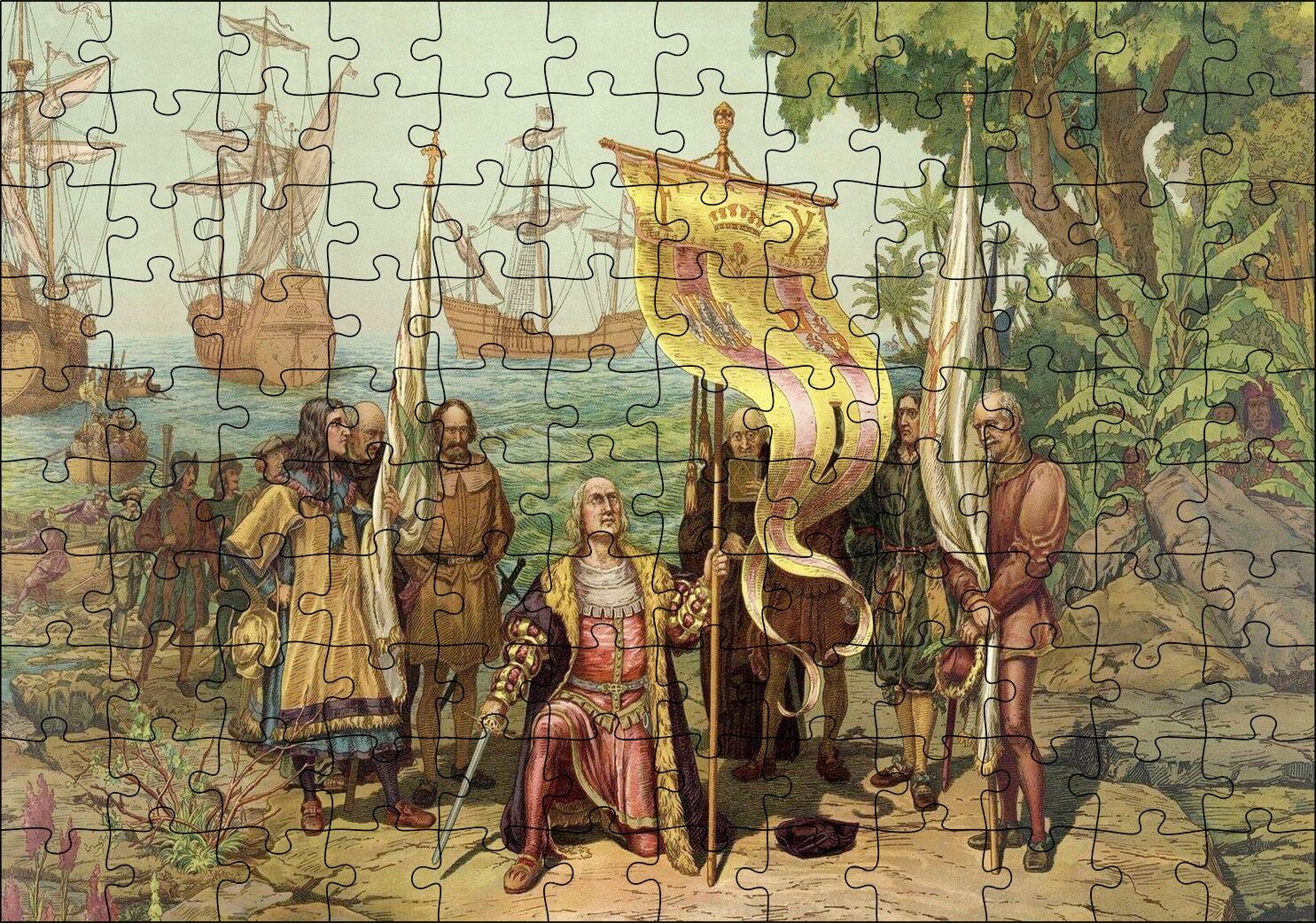 Amerika Kıtasının Keşfi Puzzle Yapboz MDF Ahşap 120 Parça 24 cm X 34 cm