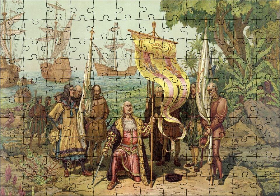 Amerika Kıtasının Keşfi Puzzle Yapboz MDF Ahşap 120 Parça 24 cm X 34 cm