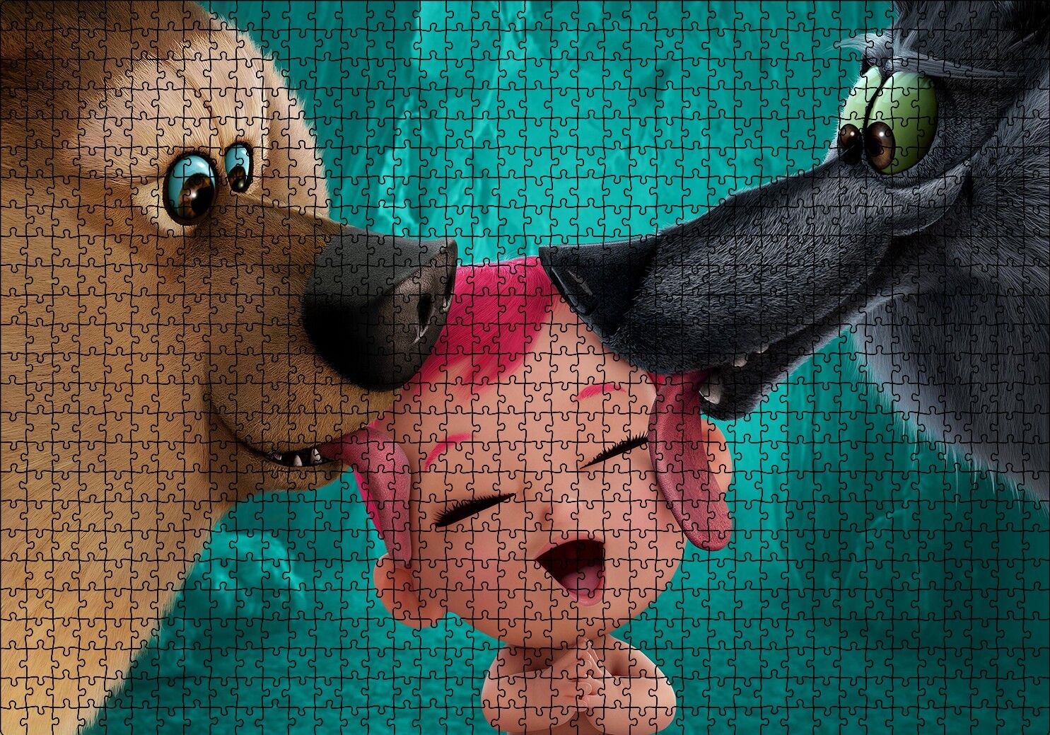 Leylekler Filmi Kurt Ayı ve Bebek Puzzle Yapboz MDF Ahşap 1000 Parça 49 cm X 68 cm