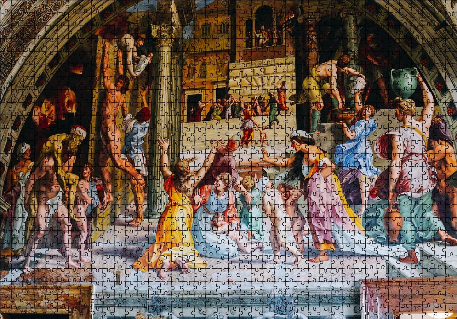 Tarihi Bina Duvar Resmi Puzzle Yapboz MDF Ahşap 1000 Parça 49 cm X 68 cm