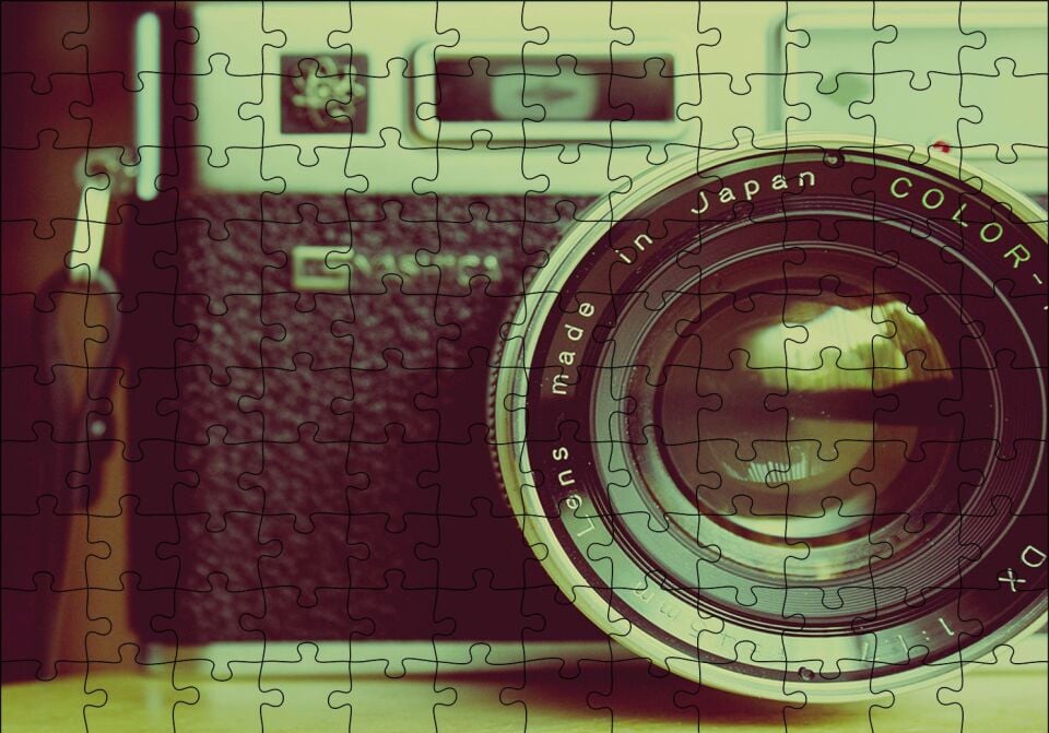 Antika Fotoğraf Makinası Puzzle Yapboz MDF Ahşap