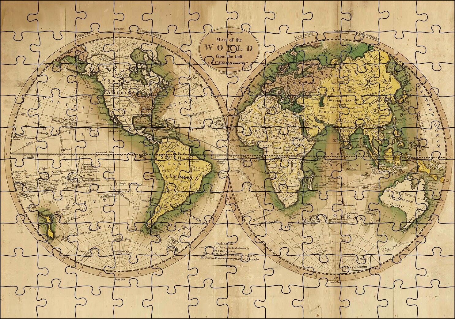 Dünya Haritası Görseli Puzzle Yapboz MDF Ahşap 120 Parça 24 cm X 34 cm