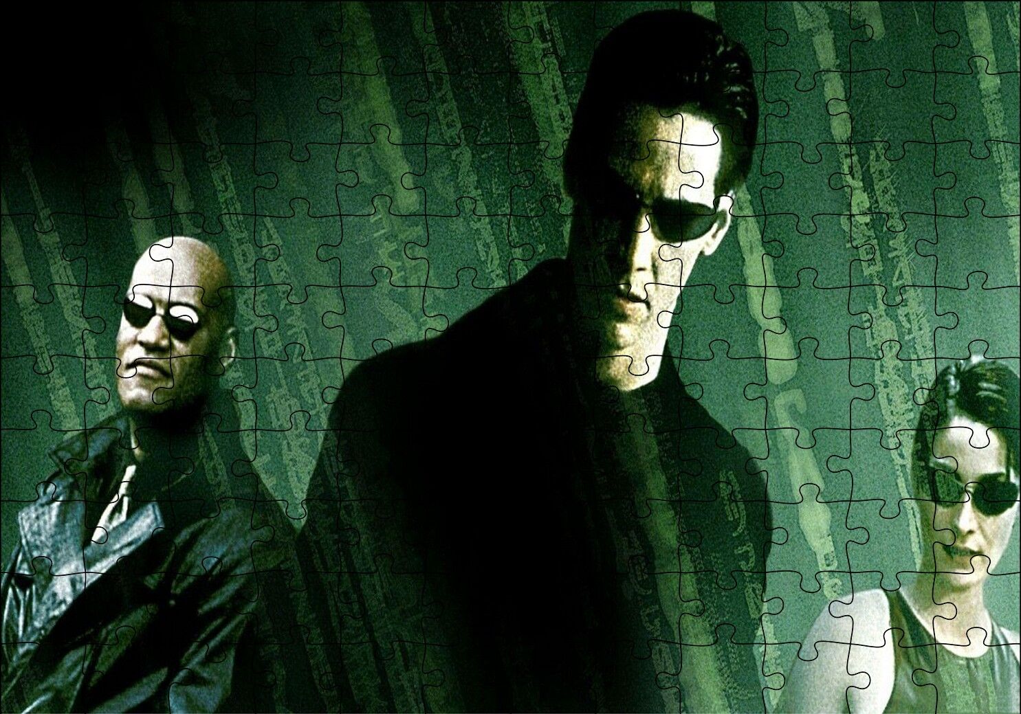 The Matrix Neo Trinity ve Morpheus Full Renkli Puzzle Yapboz MDF Ahşap
