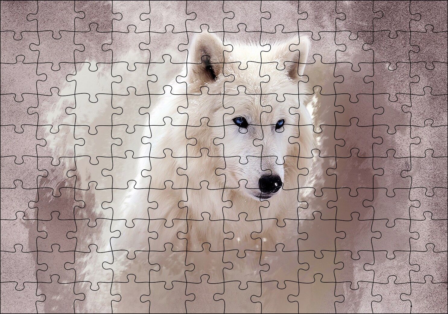 Beyaz Kurt Puslu Zemin Görseli Puzzle Yapboz MDF Ahşap