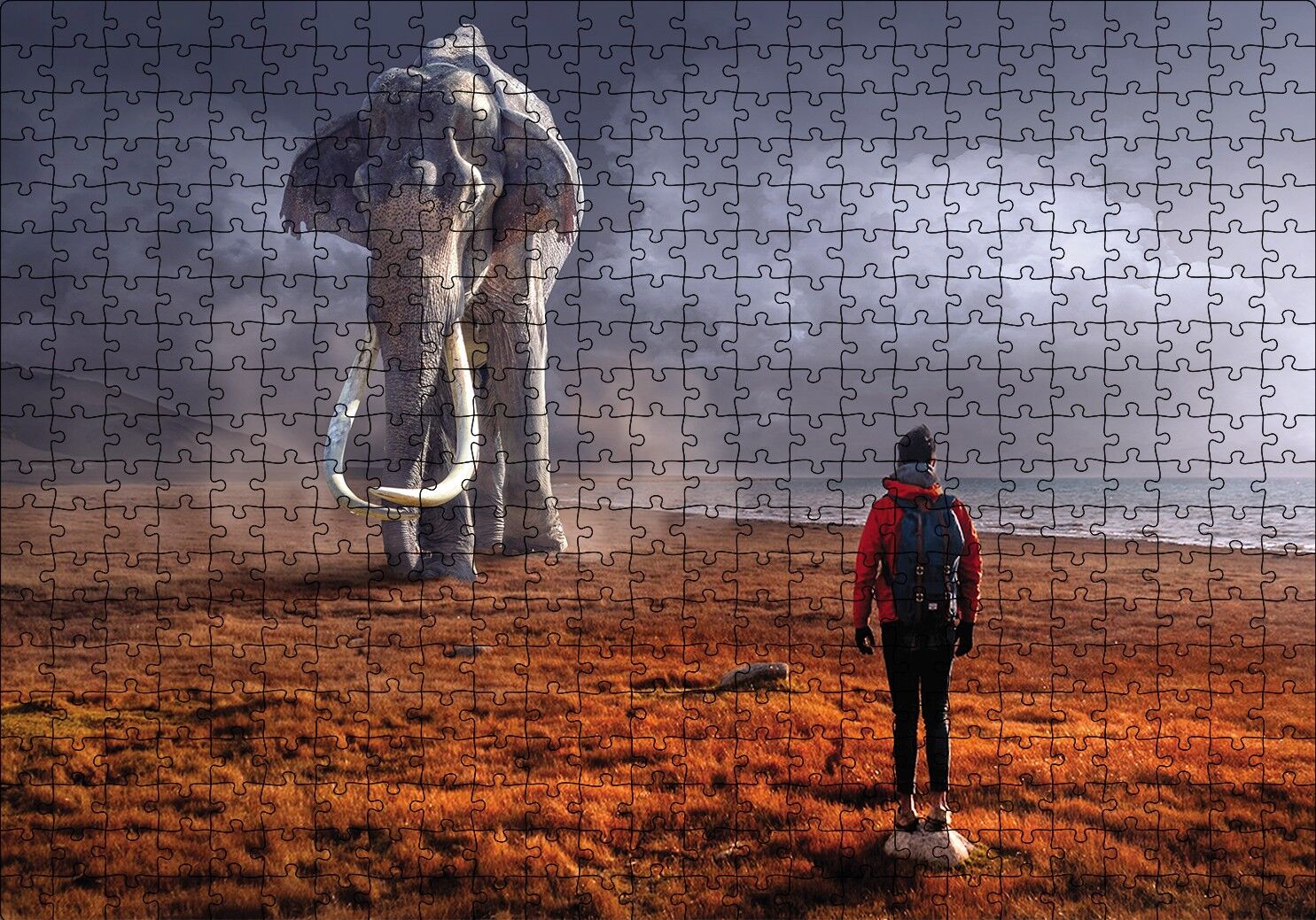 Fil Adam Fantazi Puzzle Yapboz MDF Ahşap 500 Parça 49 cm X 68 cm
