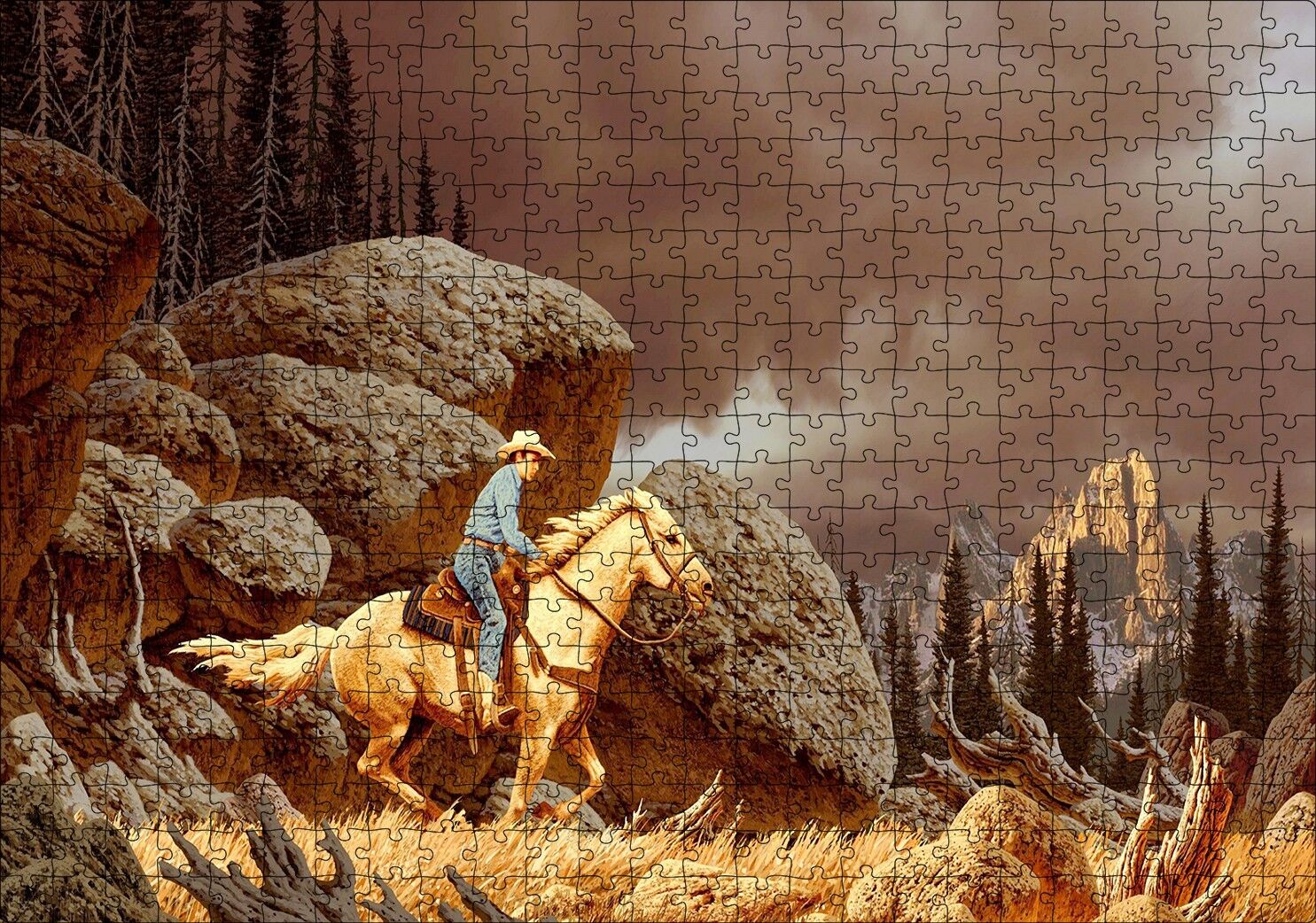 Teksas Yanlız Kovboy Görseli (1) Puzzle Yapboz MDF Ahşap 500 Parça 49 cm X 68 cm