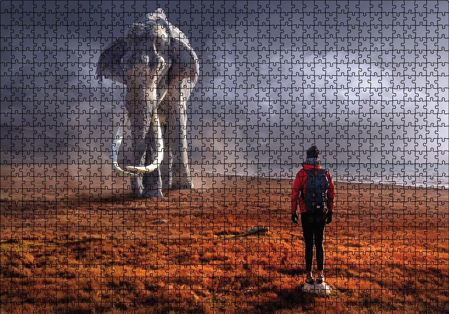 Fil Adam Fantazi Puzzle Yapboz MDF Ahşap 1000 Parça 49 cm X 68 cm