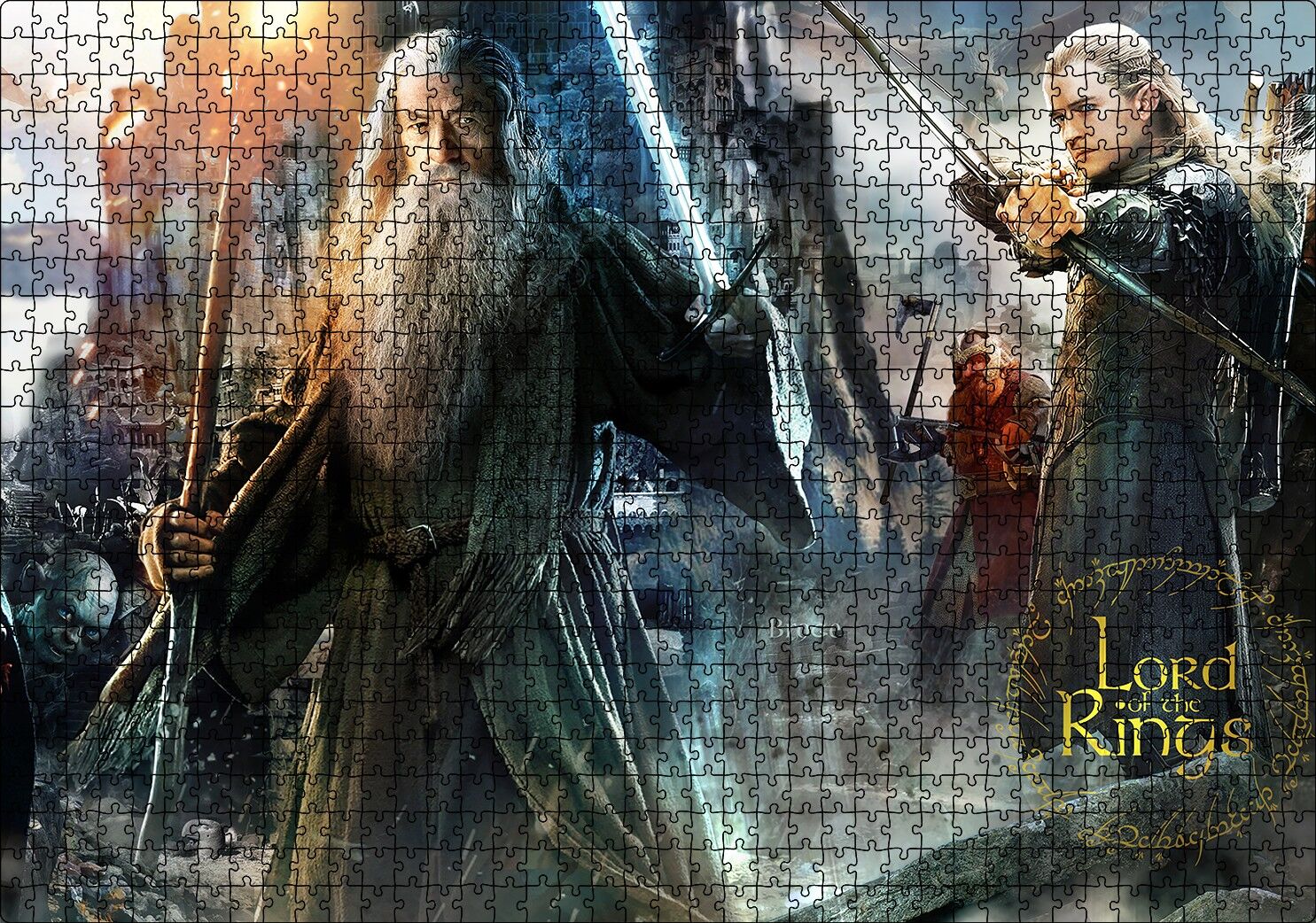 Aragorn Frodo Baggins Gandalf Gimli Leolas Puzzle Yapboz MDF Ahşap 1000 Parça 49 cm X 68 cm