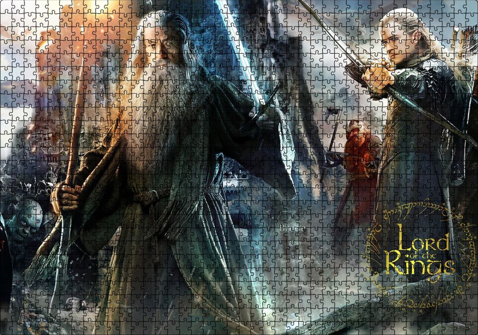 Aragorn Frodo Baggins Gandalf Gimli Leolas Puzzle Yapboz MDF Ahşap 1000 Parça 49 cm X 68 cm