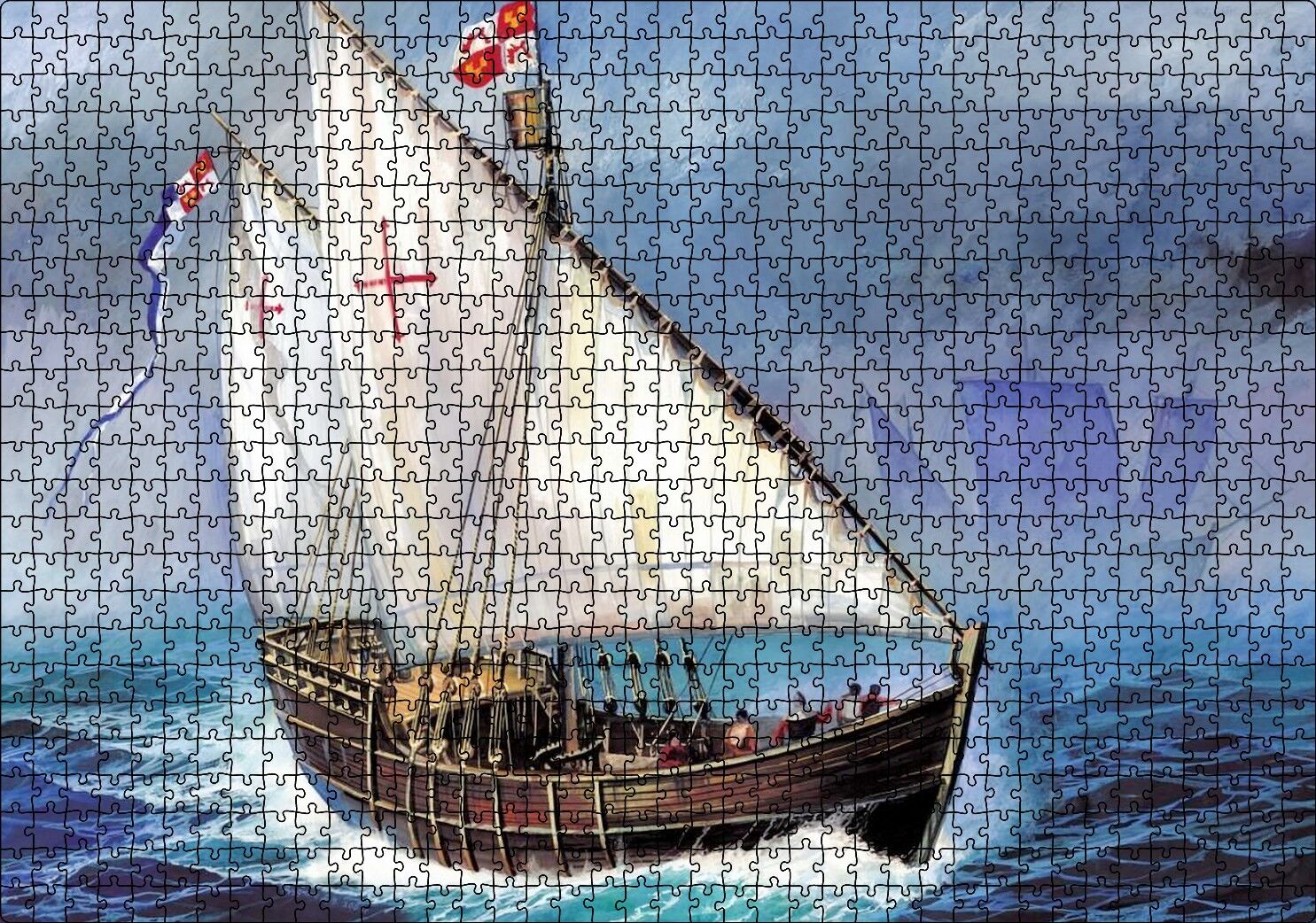Amerika'yı Keşfeden Colomb'un Yelkenlisi Puzzle Yapboz MDF Ahşap 1000 Parça 49 cm X 68 cm