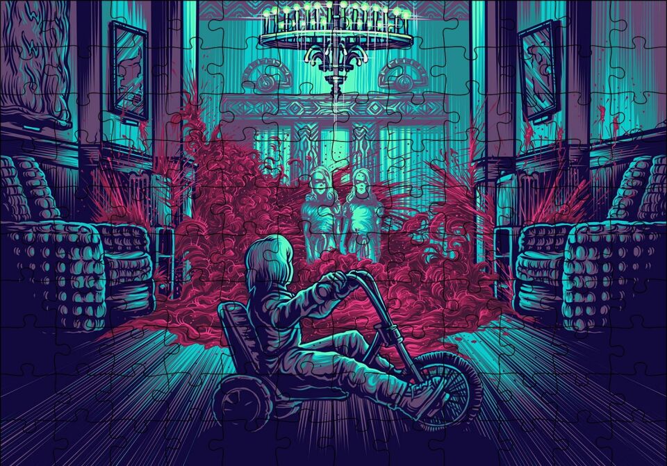 The Shining İkizler ve Bisikletli Çocuk Puzzle Yapboz MDF Ahşap