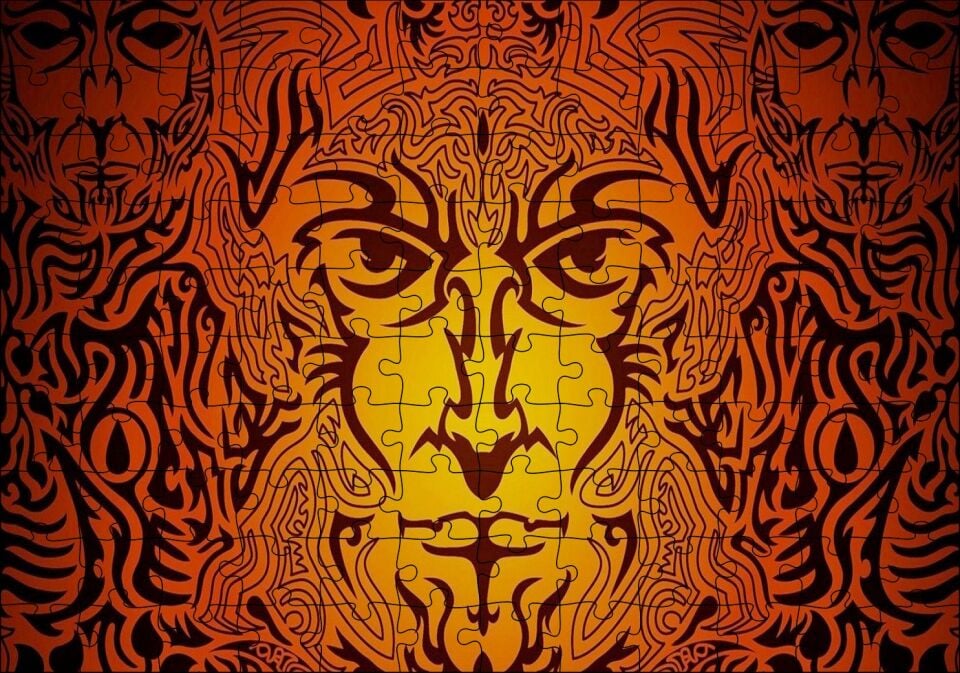 Kurtadam Tribal Portre Puzzle Yapboz MDF Ahşap